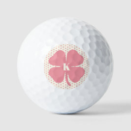 Pelotas De Golf Atractivo rosa con suerte con monograma