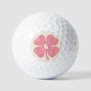 Pelotas De Golf Atractivo rosa con suerte con monograma