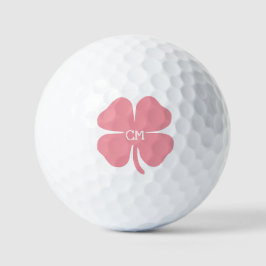 Pelotas De Golf Atractivo rosa con suerte con monograma