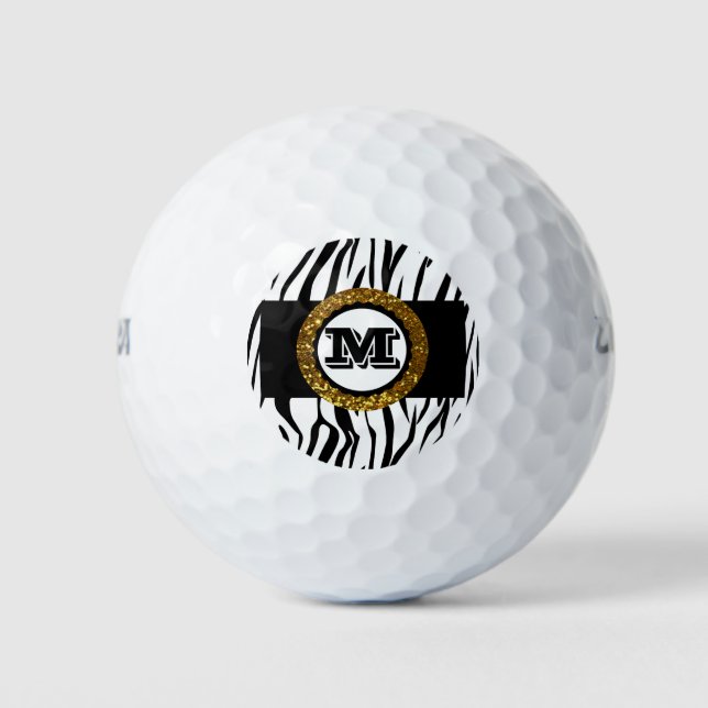 Pelotas De Golf Atrevida & Sofisticada Vida Salvaje Oro Negro & Bl (Anverso)