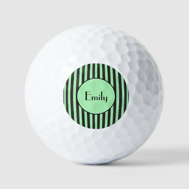 Pelotas De Golf Audaz Mint Green y Black Stripe Personalizado (Anverso)