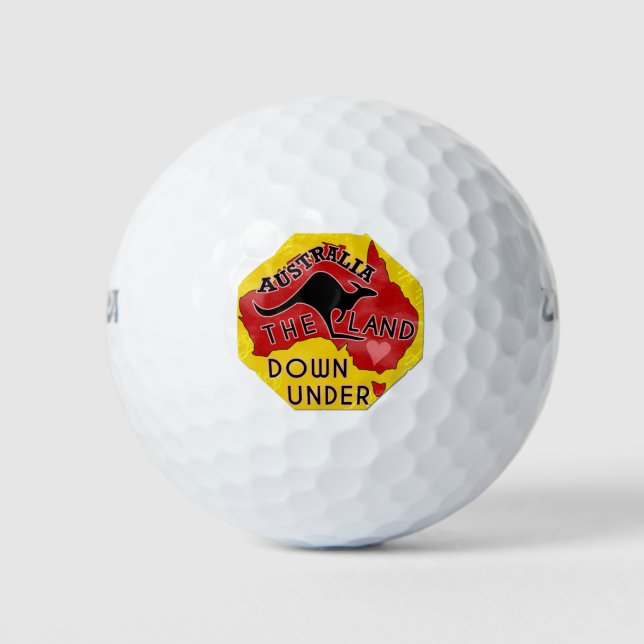 Pelotas De Golf Australia mapea tierra abajo con retro canguro (Anverso)