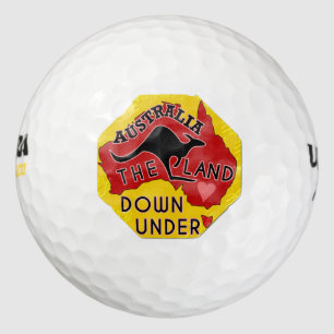 Pelotas De Golf Australia mapea tierra abajo con retro canguro
