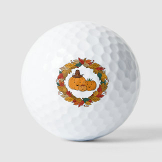 Pelotas De Golf Autumn Pumpkin Family Wreath
