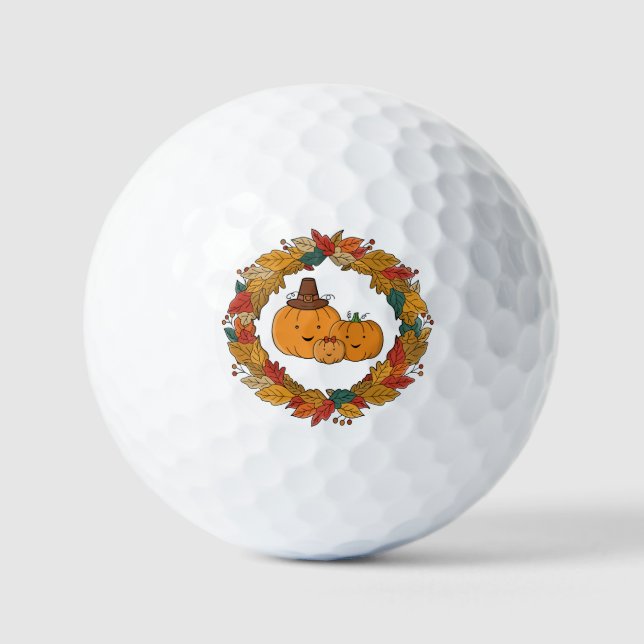 Pelotas De Golf Autumn Pumpkin Family Wreath (Anverso)