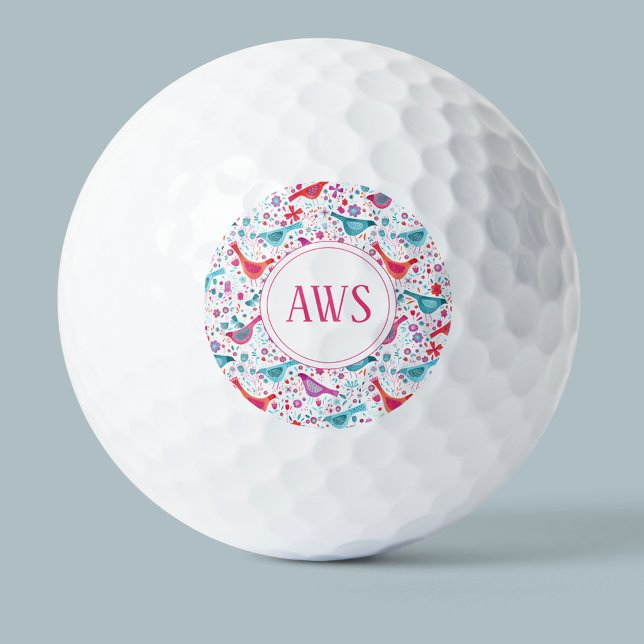 Pelotas De Golf Aves acuarelas Monograma brillante (Subido por el creador)