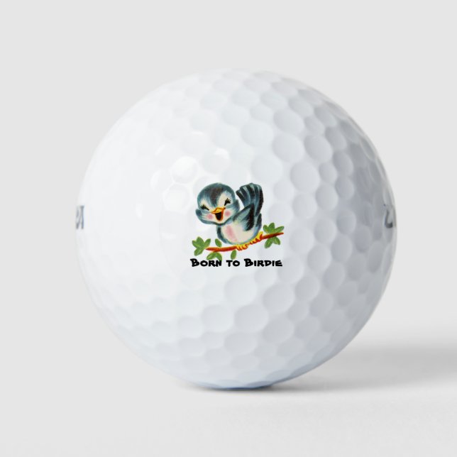 Pelotas De Golf Aves pequeñas retro lindo personalizado (Anverso)