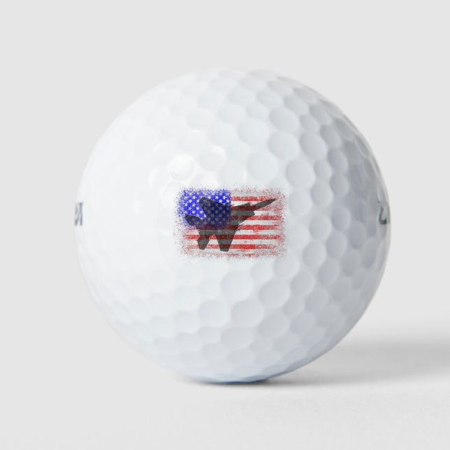 Pelotas De Golf Avión de bandera estadounidense Patriótica Guerra  (Anverso)