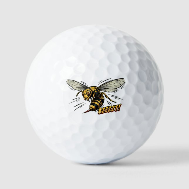 Pelotas De Golf Avispa Enojada BZZZT Arte de Cómic (Anverso)