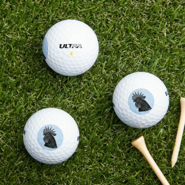 Pelotas De Golf Ayam Cemani Rooster Head (Césped in situ)