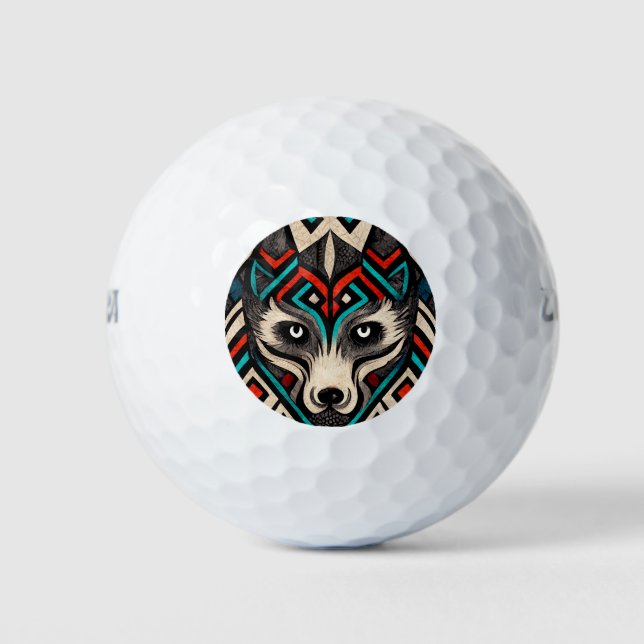 Pelotas De Golf Aztec Wolf Face (Anverso)