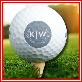 Pelotas De Golf Azul Polvo y Blanco | Monograma de Iniciales Moder
