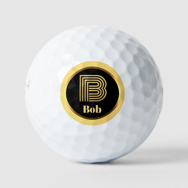 Pelotas De Golf B Carta monogramada de oro personalizada (Anverso)