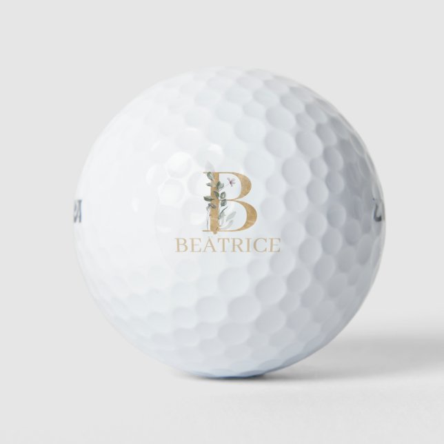 Pelotas De Golf B Monograma Floral Personalizado (Anverso)