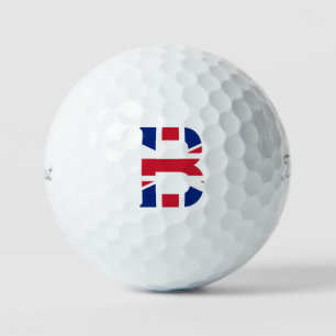 Pelotas De Golf B Monograma sobrepuesto en la bandera de la Unión 