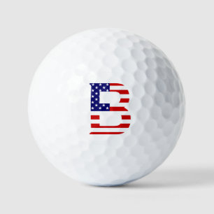 Pelotas De Golf B Monograma sobrepuesto en la bandera de los Estad