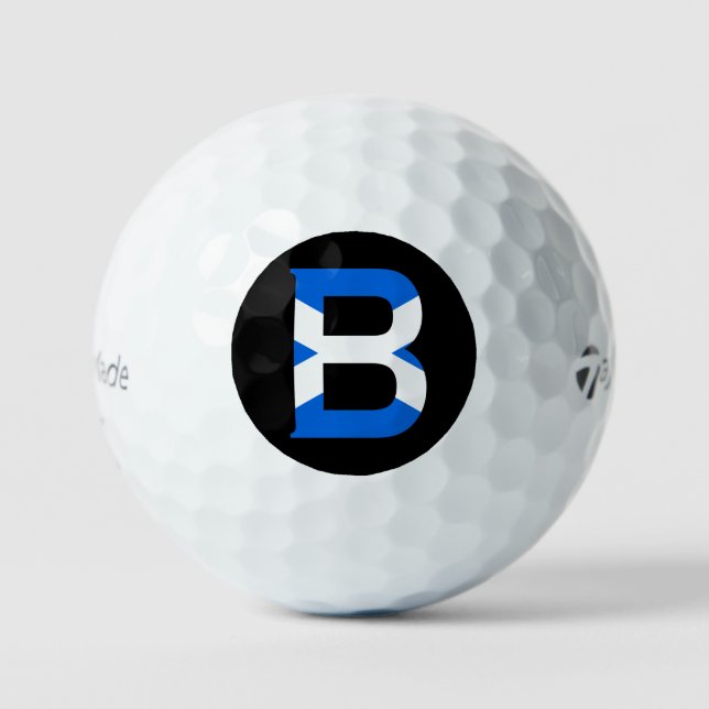 Pelotas De Golf B Monograma sobrepuesto sobre la bandera escocesa  (Anverso)