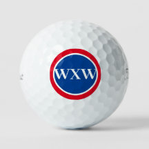 Ball de golf de Monograma Blanco Rojo