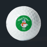 Pelotas De Golf Ball de golf de Personalizado Snowman Christmas<br><div class="desc">Añade tu propio saludo de Navidades y año a esta pelota de golf de vacaciones. Un muñeco de nieve feliz ocupa el espacio central.</div>