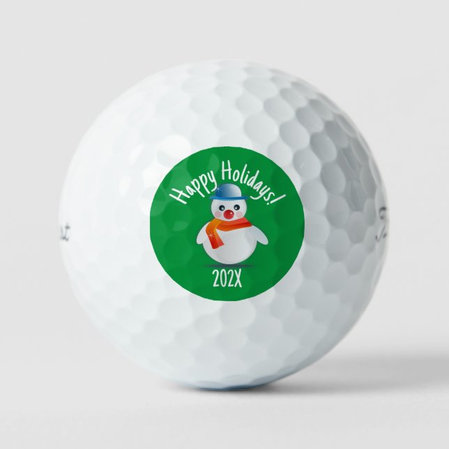 Pelotas De Golf Ball de golf de Personalizado Snowman Christmas (Anverso)