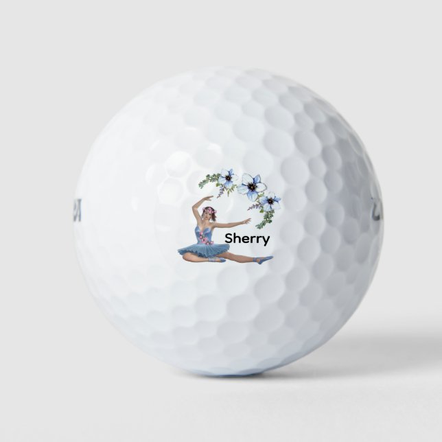 Pelotas De Golf Ballerina con nombre personal azul (Anverso)