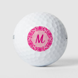 Pelotas De Golf Balneario de golf monogramado Bright Pink Girly Pi