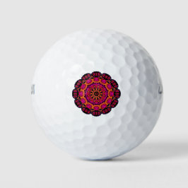 Pelotas De Golf Balnearios Mandala - Rosa, Rojo, Púrpura y Naranja