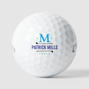 Pelotas De Golf Baloncestistas Personalizado Blue Monogramed