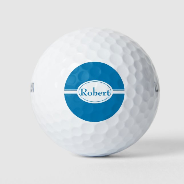 Pelotas De Golf Banda blanca y nombre azul oval (Anverso)
