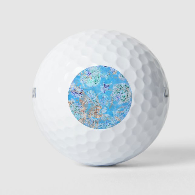 Pelotas De Golf Banda floral azul pastel (Anverso)