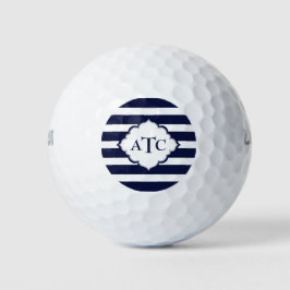 Pelotas De Golf Bandas Geométricas De Azul Y Blanco