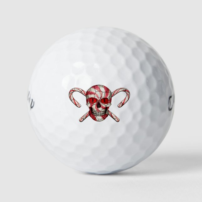 Pelotas De Golf Bandejas de golf Red Candy Cane Sugar Skull (Anverso)