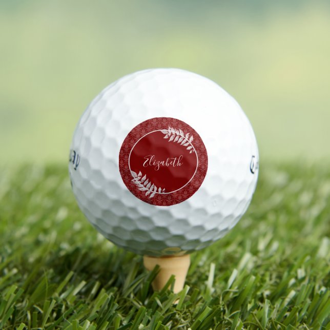 Pelotas De Golf Bandejas de golf Red Elegant Damask (Camiseta in situ)
