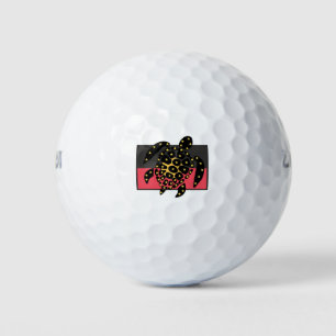 Pelotas De Golf Bandera aborigen australiana y tortuga marina