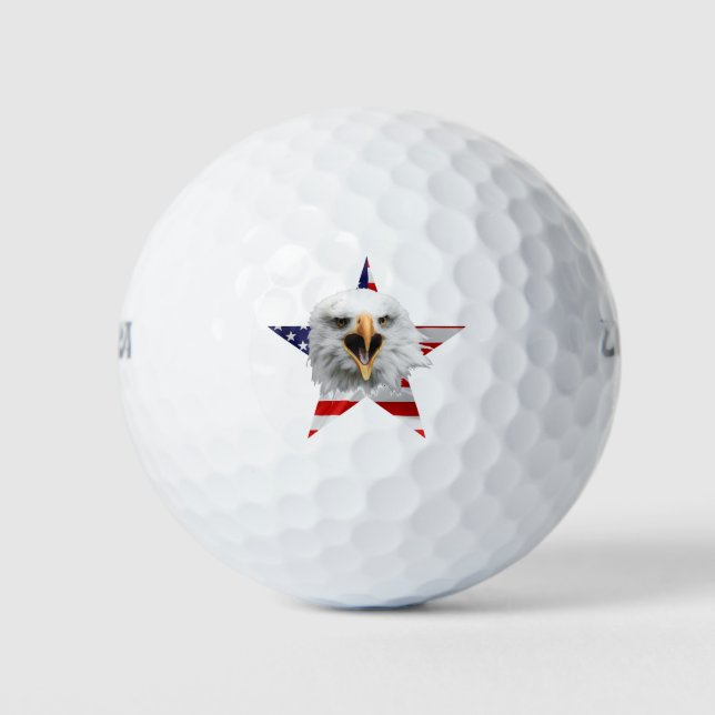 Pelotas De Golf Bandera americana, águila, estrella patriótica (Anverso)