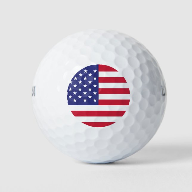 Pelotas De Golf Bandera americana Estados Unidos Patriótico Rojo A (Anverso)