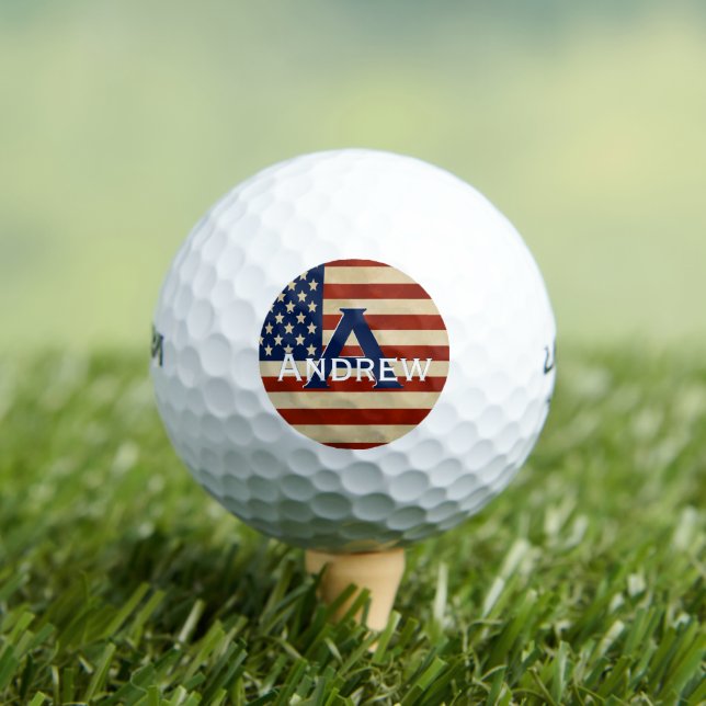 Pelotas De Golf Bandera Americana Monograma Ball de golf personali (Camiseta in situ)