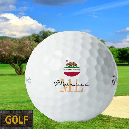 Pelotas De Golf Bandera californiana monogramada y California, Est