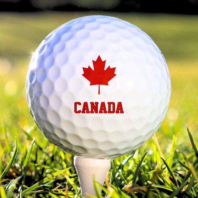 Pelotas De Golf Bandera canadiense roja y blanca (canada canadian flag maple leaf golf ball)