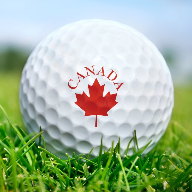 Pelotas De Golf Bandera canadiense roja y blanca (Canada Red & White Canadian Flag Golf Balls)