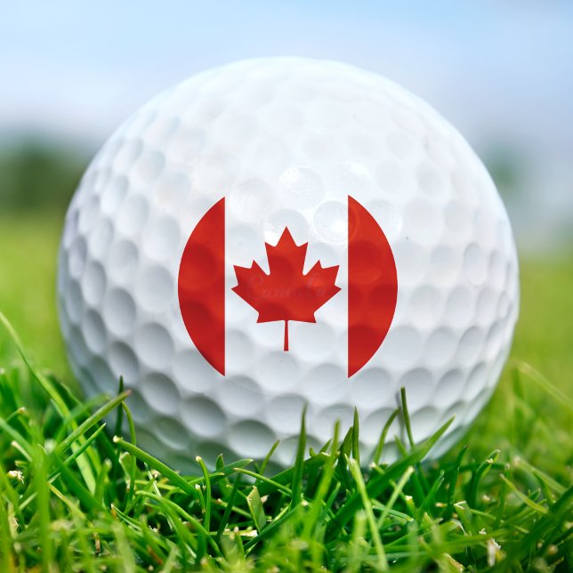 Pelotas De Golf Bandera canadiense roja y blanca hoja de arce (Canada Red & White Canadian Flag Maple Leaf Golf Balls)