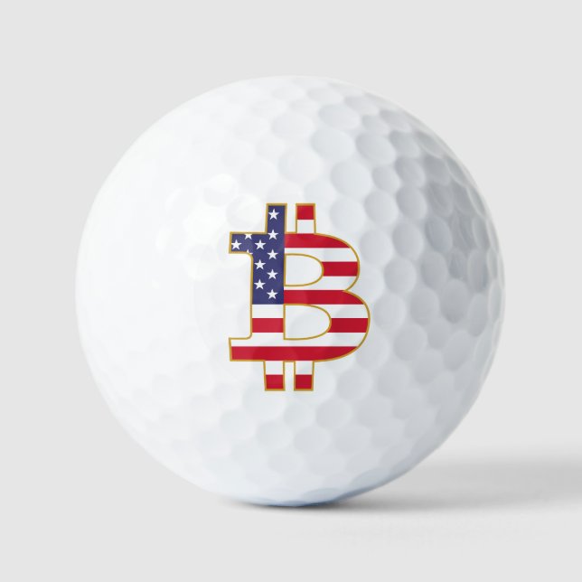 Pelotas De Golf Bandera de Bitcoin USA - Cripto Btc (Anverso)