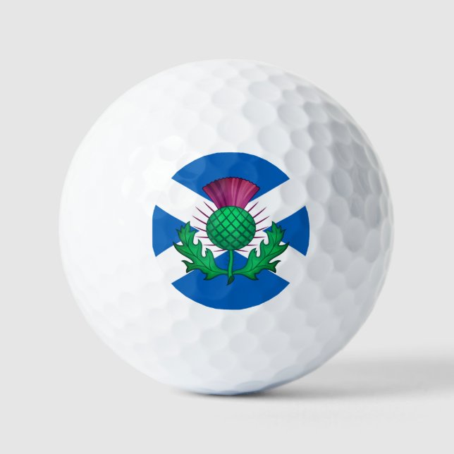 Pelotas De Golf Bandera de Escocia con el cardo superpuesto (Anverso)