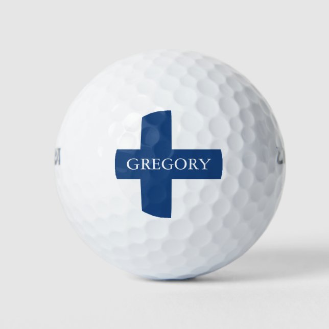 Pelotas De Golf Bandera de Finlad con nombre personalizado (Anverso)