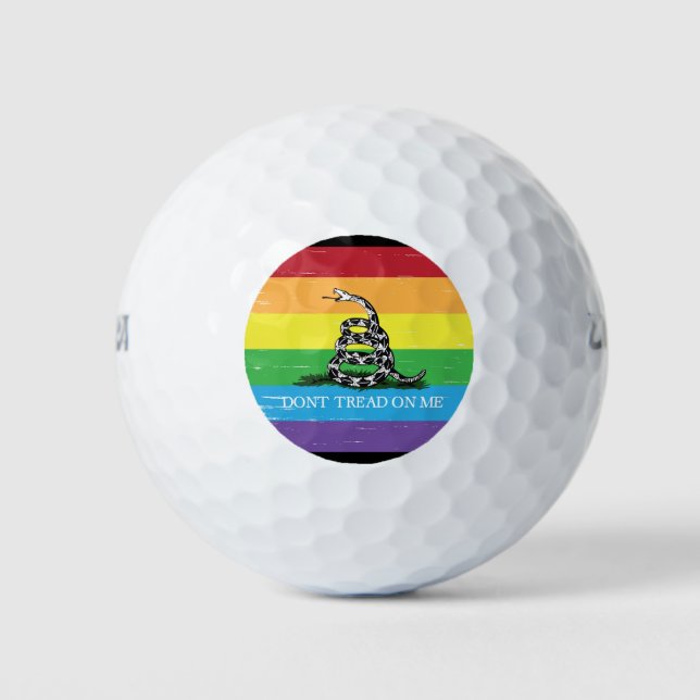 Pelotas De Golf Bandera de Gadsden LGBT No me pises grunge arco ir (Anverso)