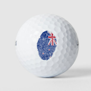 Pelotas De Golf Bandera de huellas dactilares de Nueva Zelanda