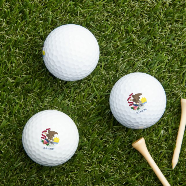 Pelotas De Golf bandera de Illinois (Césped in situ)