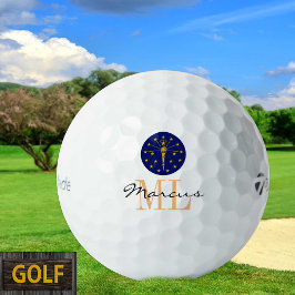Pelotas De Golf Bandera de Indiana Monogramada e Indiana, USA Golf