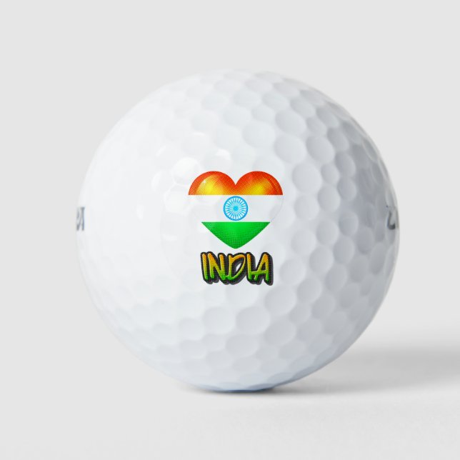 Pelotas De Golf Bandera de la India: corte del corazón (Anverso)