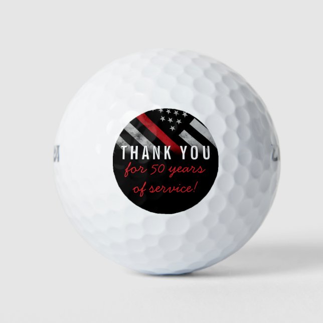 Pelotas De Golf Bandera de la línea roja del aniversario de retiro (Anverso)